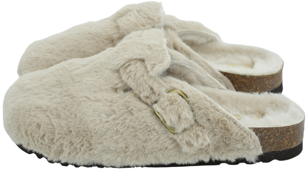 SCHOLL BEIGE FUR LINED CLOGS